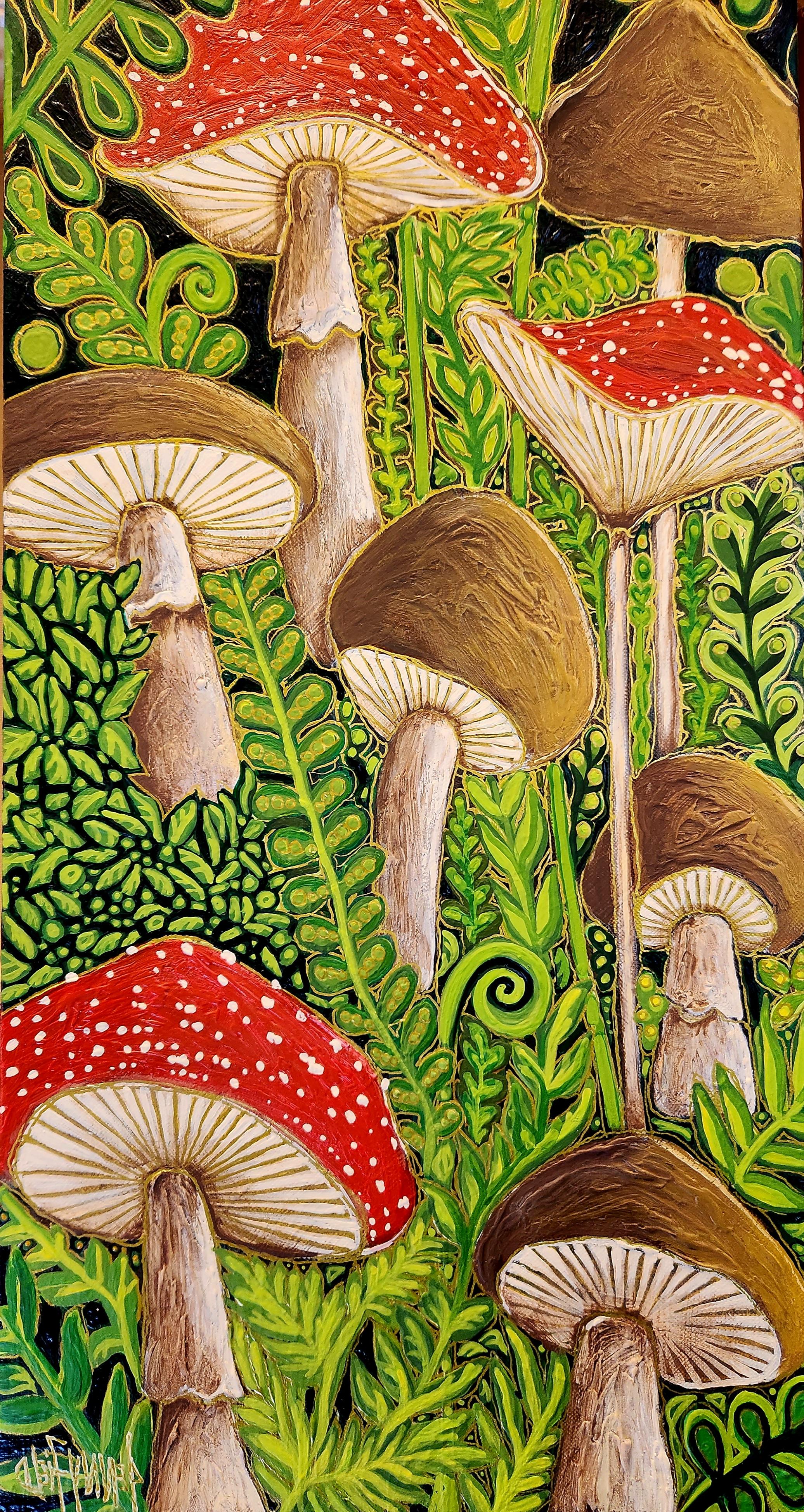 "Nature's Alchemy" exhibit painting of mushrooms